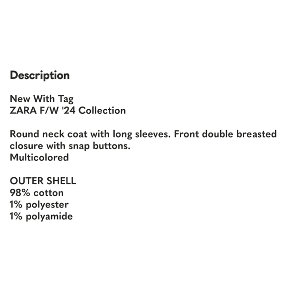 Zara, Tan and Off White Crochet Longline Coat, NWT - Picture 6 of 6